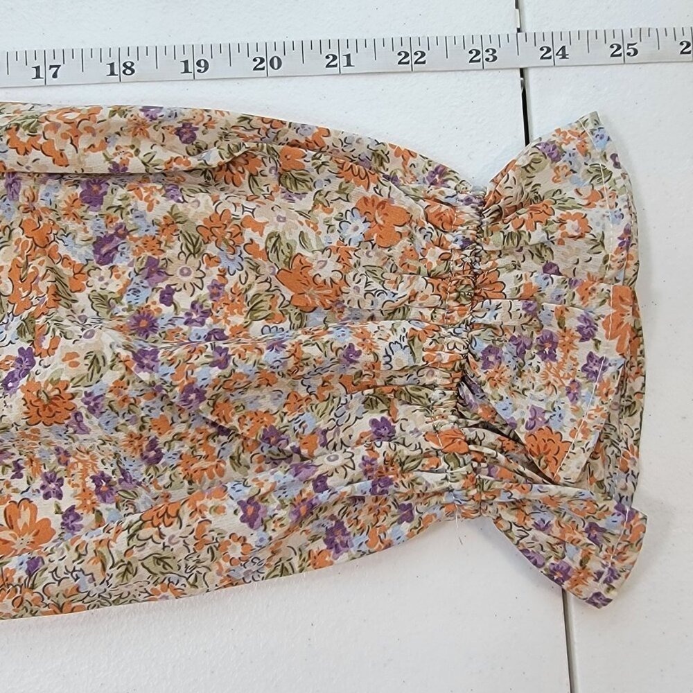 Hailey and Co Ditzy Floral Peasant Blouse Womens‎ M Fairy Ruffle Puff Sleeve New - Picture 13 of 14